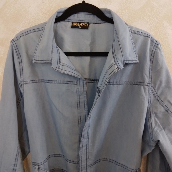 3X Chambray Duster with Belt Lightweight - Picture 2 of 12